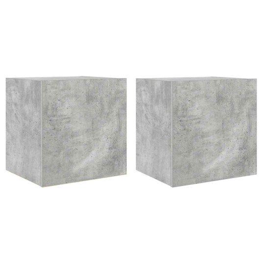  Vegghengte TV-benker med LED-lys 2 stk betonggrå 40,5x35x40 cm 837253