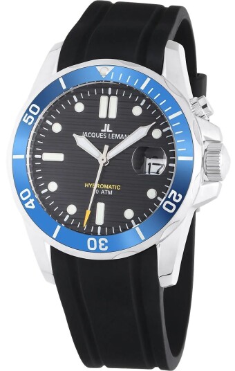 Jacques Lemans Herreklokke 1 2170D Hybromatic Sort/Gummi Ø41 mm