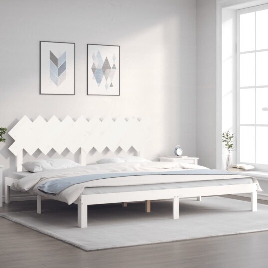 vidaXL Sengeramme med hodegavl hvit 200x200 cm heltre