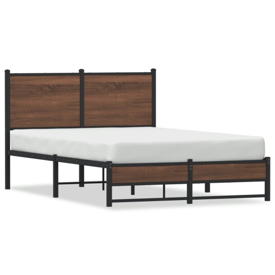  Sengeramme i metall med hodegavl brun eik 120x200 cm 8721102955259