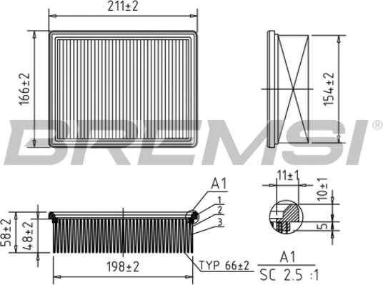 Luftfilter BREMSI FA1249 Luftfilter BREMSI FA1249