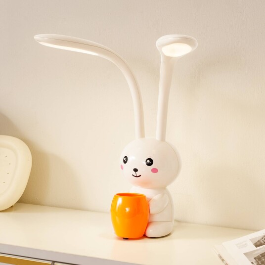 Lindby LED-bordlampe Haas beige plast,CCT,høyde39cm Lindby LED-bordlampe Haas beige plast,CCT,høyde39cm