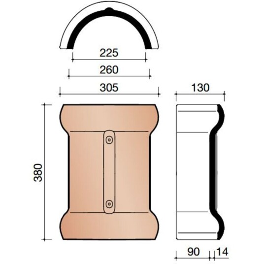 Koramic Mønestein Vario Overgang Enkelkrum Glasert Tegl Svart 1.5kg Koramic Mønestein Vario Overgang Enkelkrum Glasert Tegl Svart 1.5kg