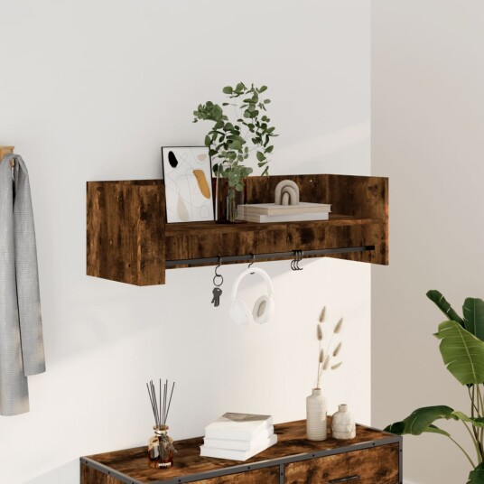  Vegghylle røkt eik 100x35x30,5 cm konstruert tre
