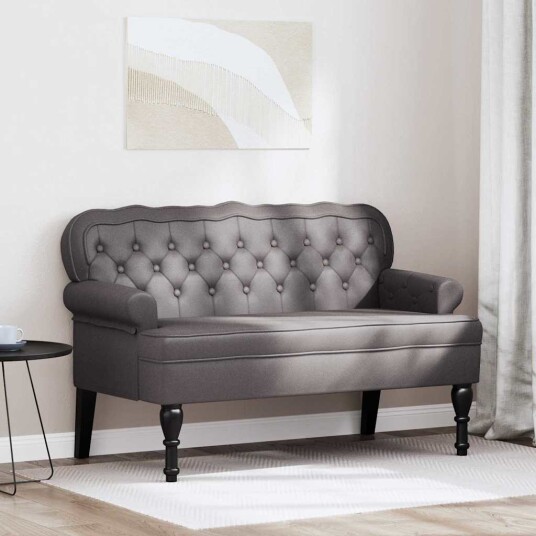 Chesterfield Benk Grå 119.5 x 64.5 x 75 cm Kunstlær Chesterfield Benk Grå 119.5 x 64.5 x 75 cm Kunstlær