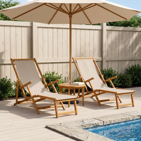 vidaXL Sammenleggbar solstol 2 pcs 3 Posisjon Solid Eucalyptus Tre