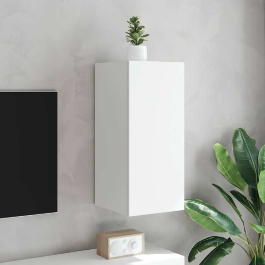 vidaXL Vegghengt TV-benk med LED hvit 30,5x35x70 cm 8721012258167