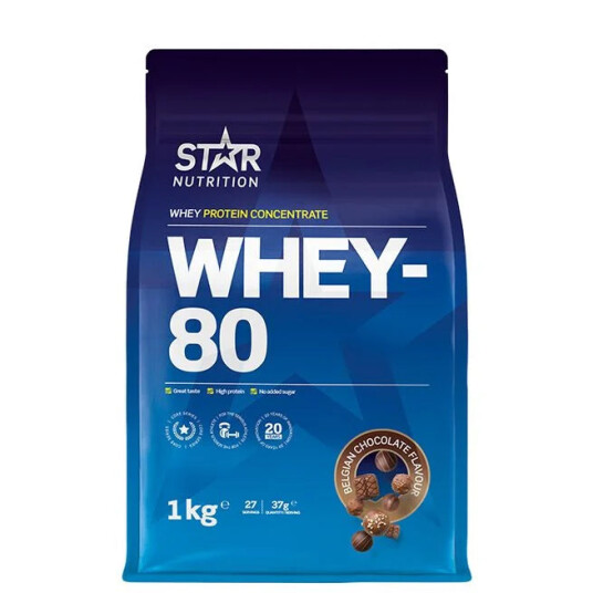 Star Nutrition Whey-80, 1 Kg, Belgian Chocolate – Belgian Chocolate