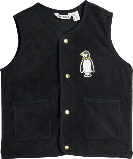 Mini Rodini Penguin Patch Microfleece Vest Black 92/98