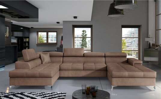 Seksjon Eltap Eduardo 337x205x88 cm Monolith 09 Mørk Beige Venstre