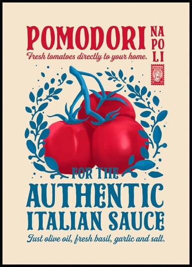 Pomodori Kitchen print Poster Plakat / 100x150cm