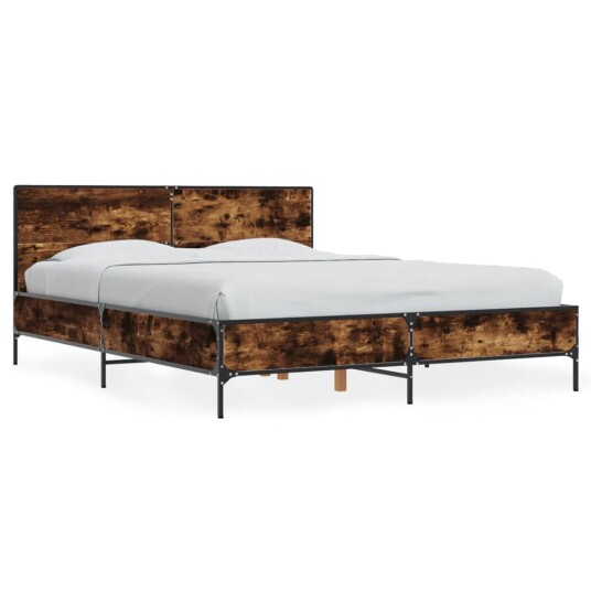 Sengeramme røkt eik 140x190 cm konstruert tre og metall 8721102613302