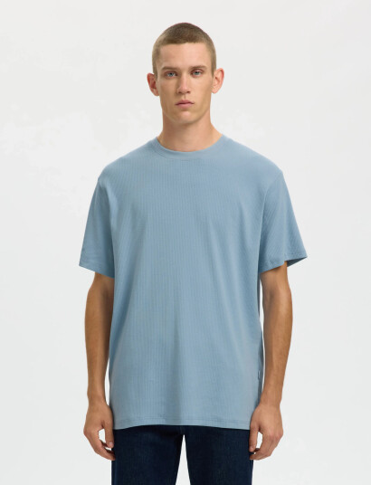Selected Slhspencer Rib Ss O Neck Tee Noos   Blue   S