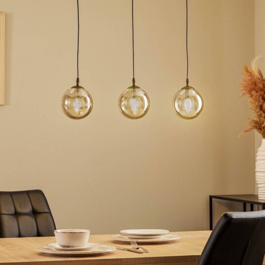 EMIBIG LIGHTING Glassy pendellampe 3-lys rett svart grafitt glass