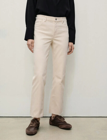 Mango Sienna Flared Cropped Jeans - Beige - 32
