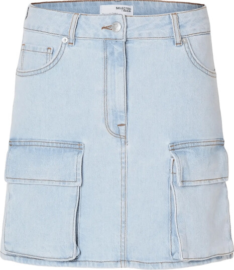Selected | Slfhazel Mw Light Ice Blue Denim Skirt | 34