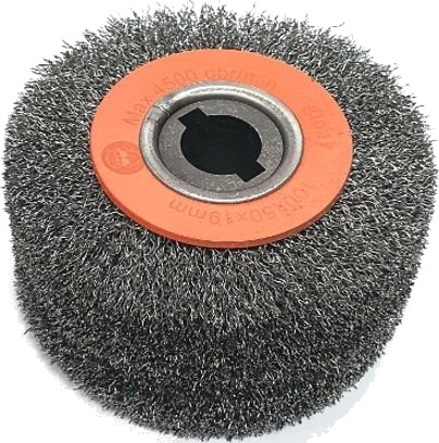 Glob Skivebørste Ø100x48 Mm Med Bølgeformet Ståltråd Og Festehull Ø19 Mm