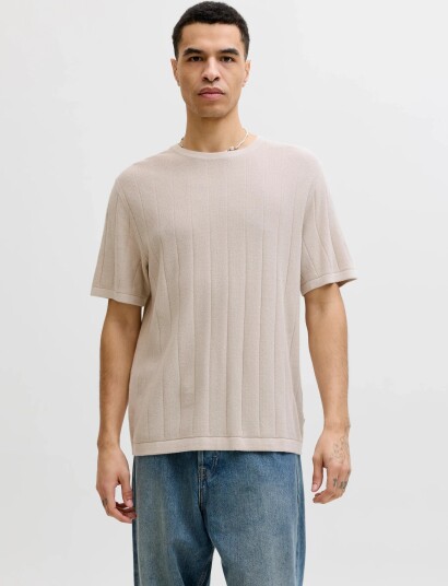 Jack & Jones Jjebradley Knit Tee Ss Ln   Cream   S