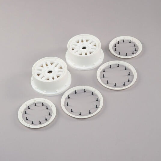 Losi 1/5 Front/Rear 4.75 Wheel and Beadlock Set 24mm Hex,White