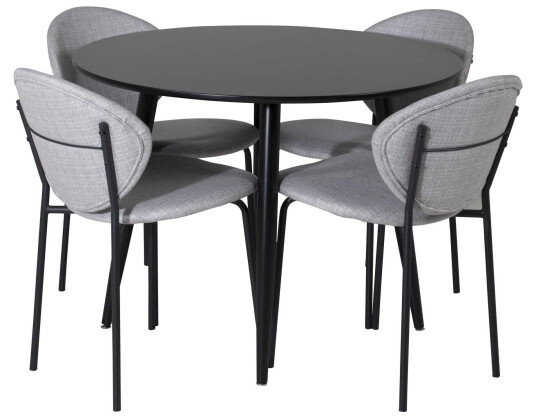 Venture Design Plaza & Vault spisegruppe Svart/grå 4 st stoler & bord 100 cm