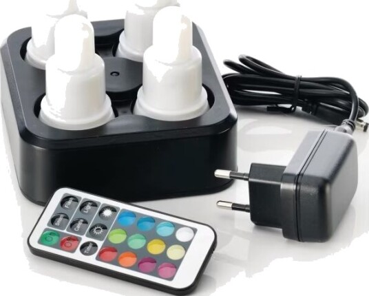Duni LED genopladelige lys Multicolor inkl. fjernbetjening 4 stk.