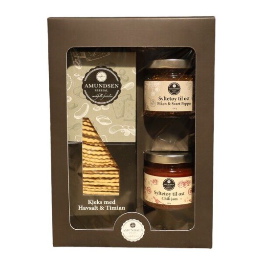 Amundsen Spesial Gaveeske med kjeks chili jam og fiken syltetøy Amundsen Spesial Gaveeske med kjeks chili jam og fiken syltetøy