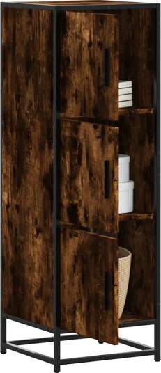 vidaXL Highboard røkt eik 35,5x35x106,5 cm konstruert tre og metall