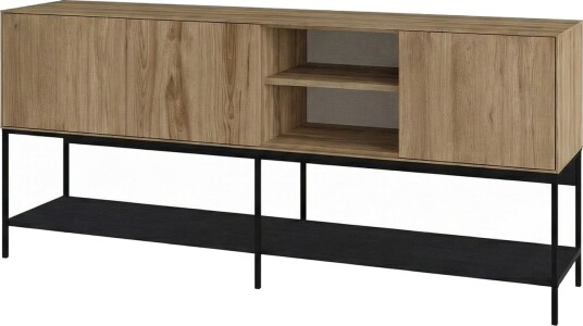 Kenvor Konsoll 180x80x40 cm - Naturlig eik, tre-svart, svart