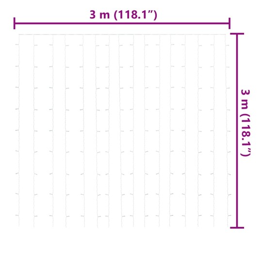 vidaXL Eventyrlysgardin 3x3 m 300 LED flerfarget 8 funksjoner vidaXL Eventyrlysgardin 3x3 m 300 LED flerfarget 8 funksjoner