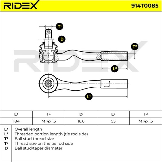 RIDEX 914T0085 Endeledd