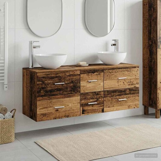vidaXL Baderomsskapsett 3 stk. Gammelt tre 49,5 x 35 x 63 cm vidaXL Baderomsskapsett 3 stk. Gammelt tre 49,5 x 35 x 63 cm