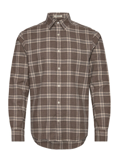 GANT Reg Flannel Melange Check Shirt - Brown - XXL