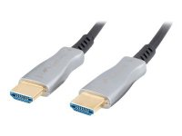Lanberg - Premium High Speed - HDMI-kabel med Ethernet - HDMI hann til HDMI hann - 50 m - svart - Active Optical Cable (AOC), støtte for 4K 60 Hz (3840 x 2160)