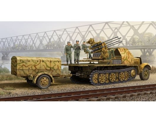 Trumpeter 1/35 German 2cm Flakvierling 38 Auf Selbstfahrlafette Sd.Kfz. 7/1 late version with Sd.Anhanger 52