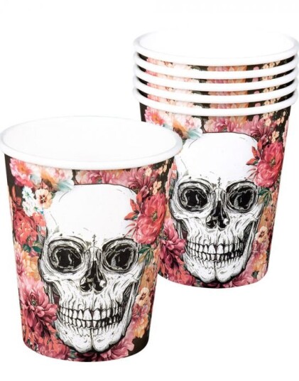 6 stk Pappkrus 250 ml Day of the Dead