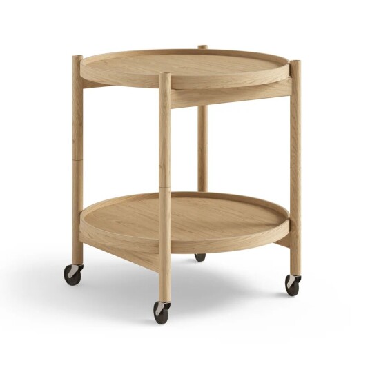 Brdr. Krüger Bølling Tray Table model 50 rullebord eik olje, oljet eikestativ Brdr. Krüger Bølling Tray Table model 50 rullebord eik olje, oljet eikestativ
