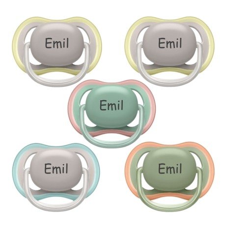 Philips Avent Ultra Air Str. 2 6 18 Md. Symmetrisk Silikon Smokker Med Navn  5 pak