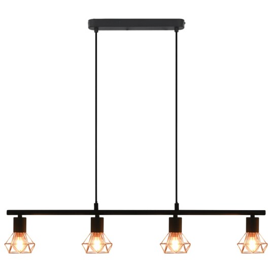 vidaXL Taklampe med glødelamper 4 W svart og kobber 80 cm E14