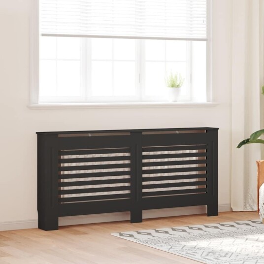 Radiatordeksel svart 172x19x81,5 cm MDF