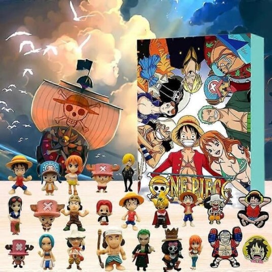 Julekalender med One Piece dukker 2024 24 dager blindboksfigurer leker nedtelling julegave til barn