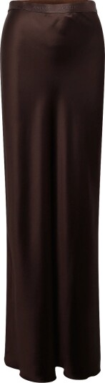Ahlvar Gallery Hana Long Logo Satin Skirt DARK BROWN XL