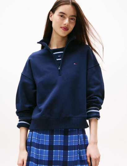 Tommy Jeans Tjw Bxy S-Flag 1/4 Zip - Navy - XL