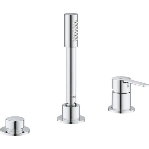 Grohe Lineare 3-hulls badekarbatteri For kar/fliskant, Krom Grohe Lineare 3-hulls badekarbatteri For kar/fliskant, Krom