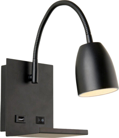 Ms - belysning Ajax vegglampe med USB - Svart