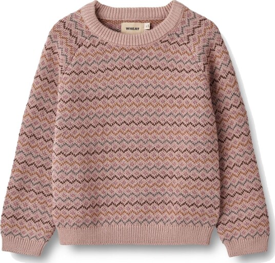 Wheat Jacquard Pullover Nanna Dry Rose (128 / 8 år)
