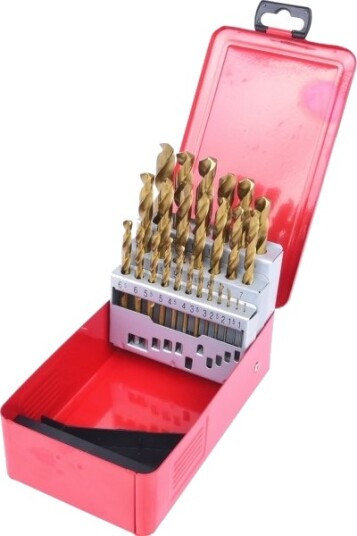 Ks Tools 330.4613, Drill, Drill Bit Set, Høyrehåndsrotasjon, Metall, Plast, Tre, 130°, Titanium-Coated High-Speed Steel (Hss-Tin)