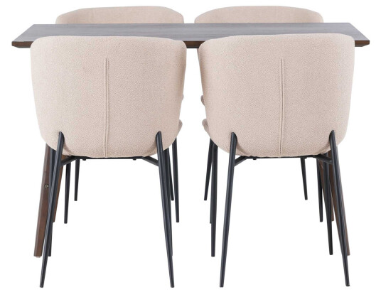 Venture Design Kaseindon & Modesto spisegruppe Beige/mørkebrun 4 stoler & bord 120 x 80 cm