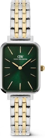 Silver 20x26mm Watch Quadro 5 link Emerald Two Tone | DW