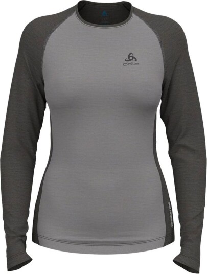 Odlo L/S Natural Performance Wool W Undertøy Overdel Grey Melange/Dark Grey Melange XL