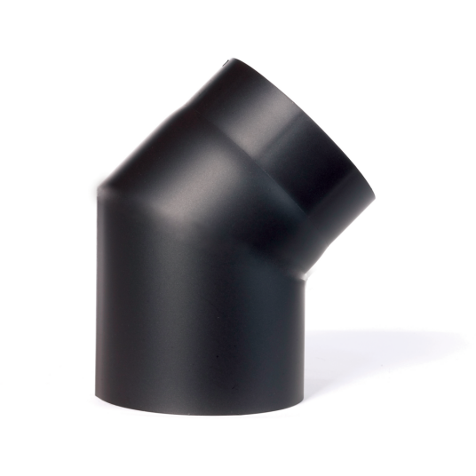 Tolmer Røkrør Kne Ø150x45° Kort 2.0mm Sort Lakk Tolmer Røkrør Kne Ø150x45° Kort 2.0mm Sort Lakk